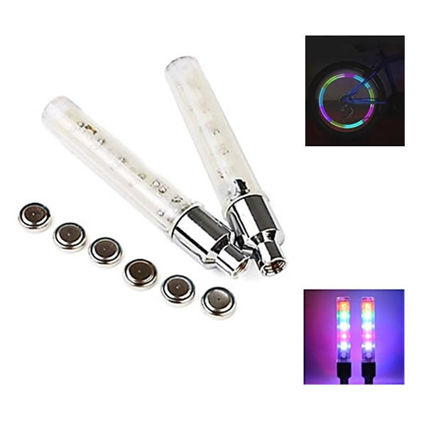 Set 2 lampi cu 5 LED-uri multicolore pentru bicicleta