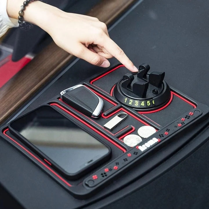 Suport auto aderent, 4in1 cu afisare numar telefon si organizator obiecte pentru bord