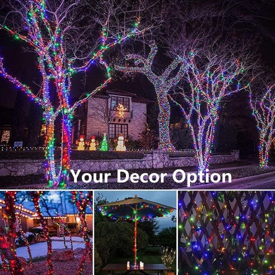 Instalație Solară Decorativă pentru Exterior – 30 m, 300 LED-uri Multicolore, Încărcare Solară