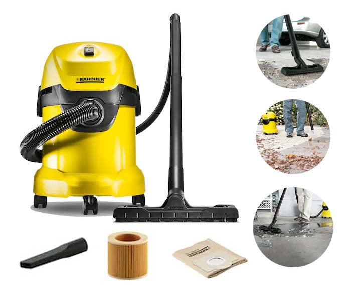 Aspirator multifunctional, functie umeda/uscata, Karcher 17 Litri, Furtun 2 m, Sac filtru din hartie