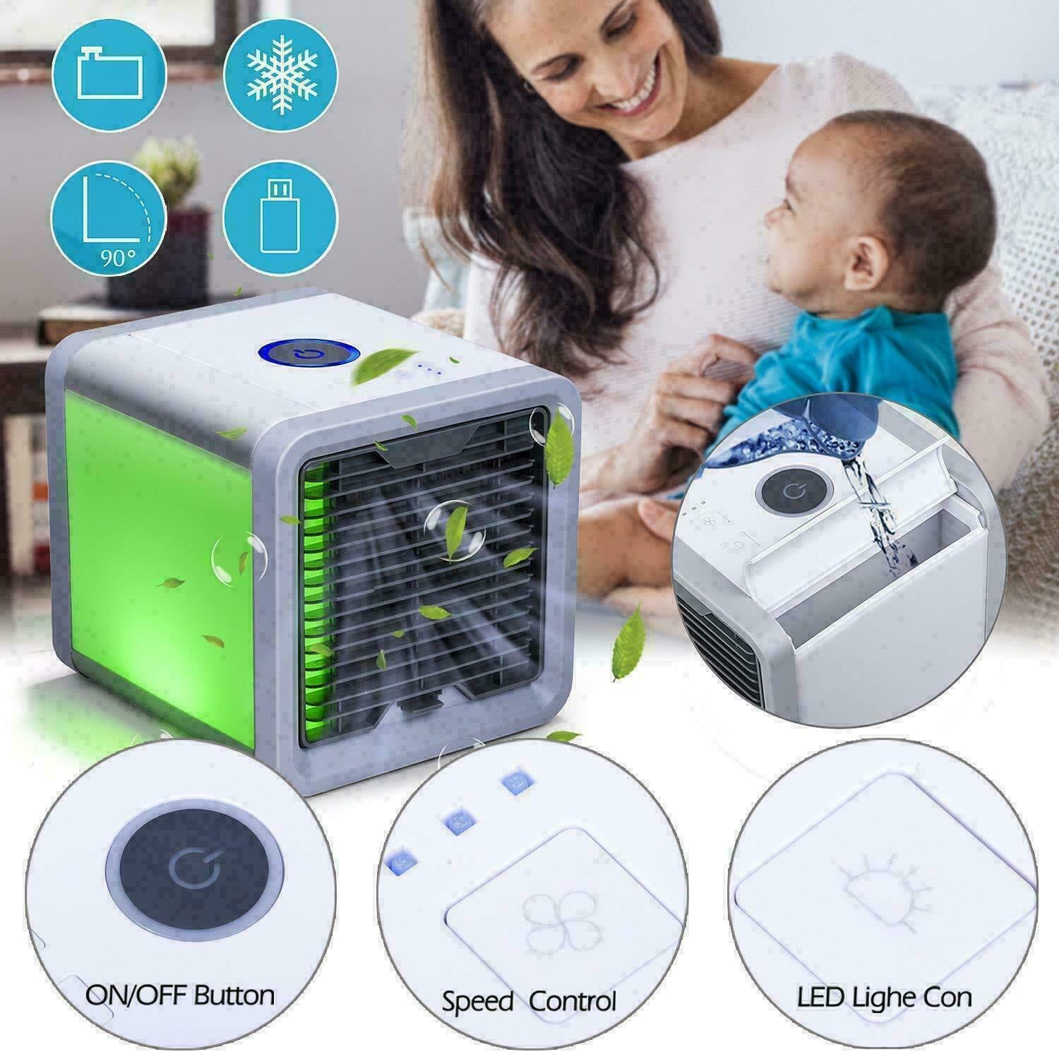 Racitor de aer portabil 4in1 Cooler cu umidificare si lumina ambientala