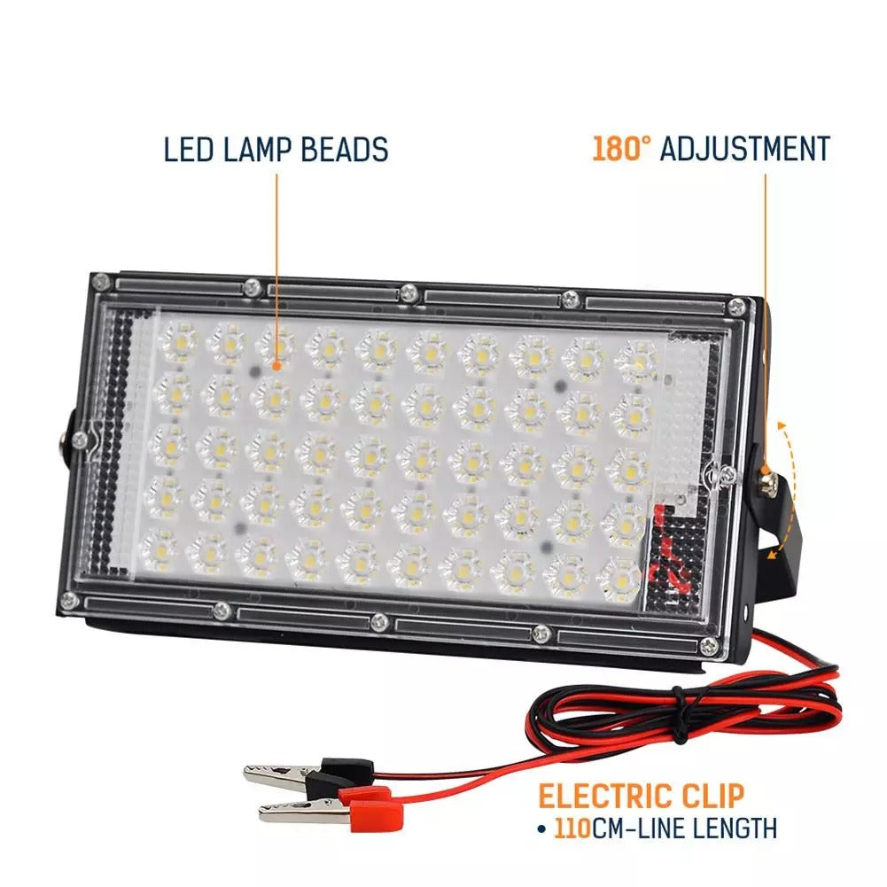 Lampa de lucru cu 50 LED-uri SMD, alimentare prin clesti 12V