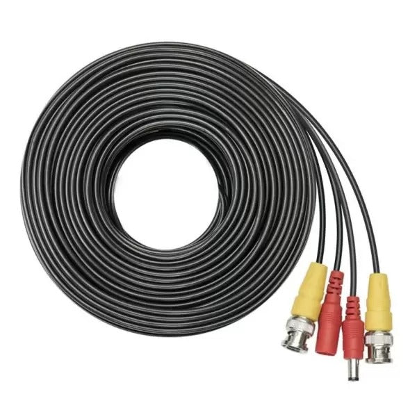 Cablu video AKU, sertizat, coaxial cu alimentare, BNC+DC pentru camere supraveghere CCTV, 15 metri