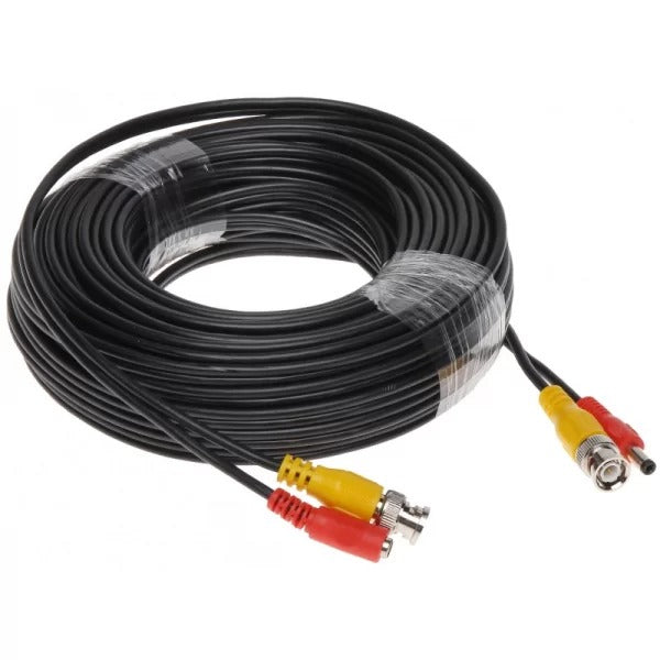 Cablu video AKU, sertizat, coaxial cu alimentare, BNC+DC pentru camere supraveghere CCTV, 15 metri