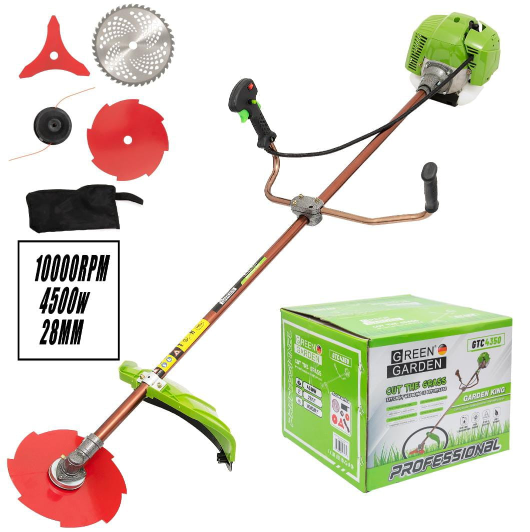 Motocoasa benzina, 6 CP, 4.5 Kw, 10.000 RPM, ACCESORII INCLUSE, Green Garden