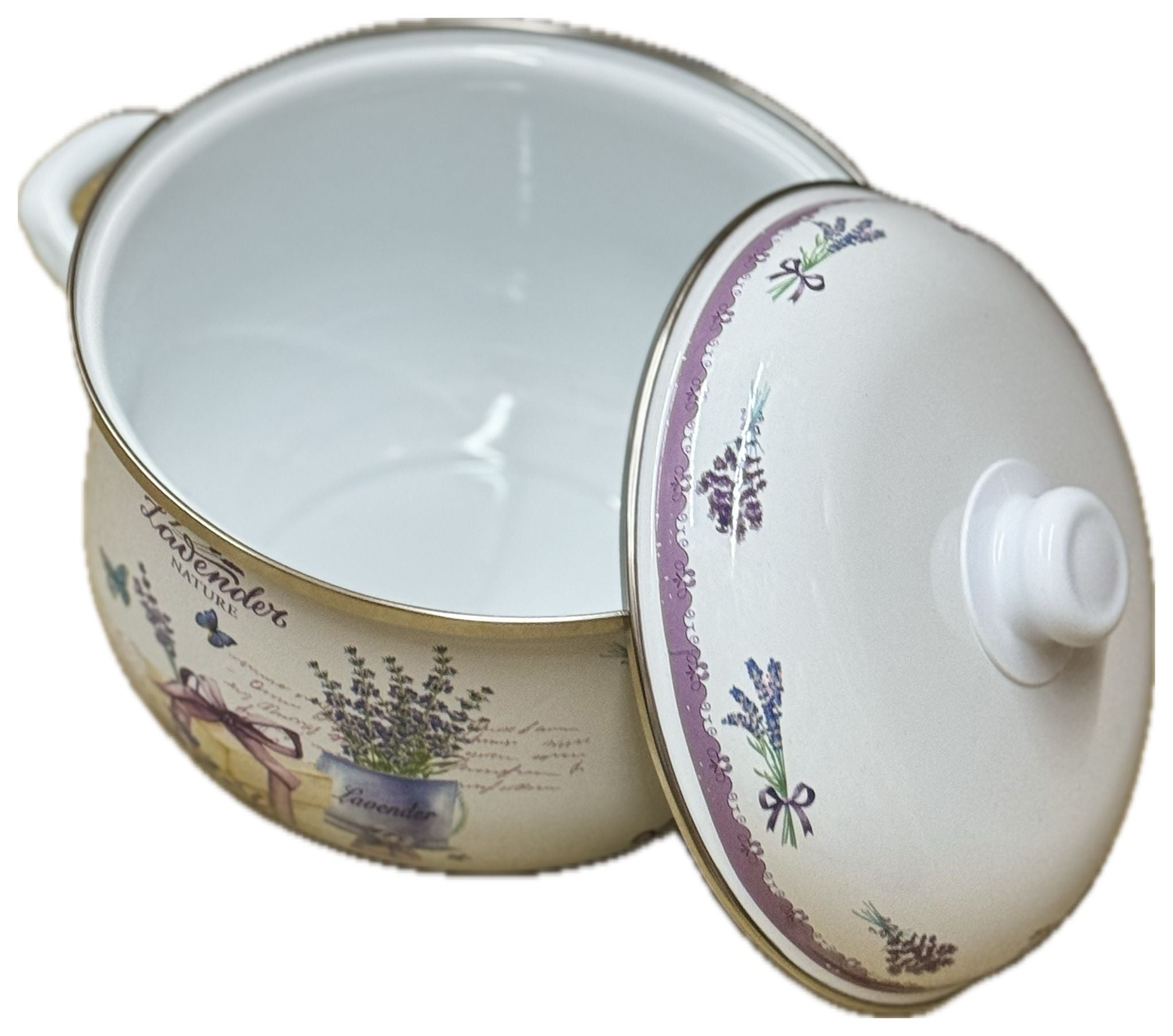 Cratita emailata cu capac - Lavender