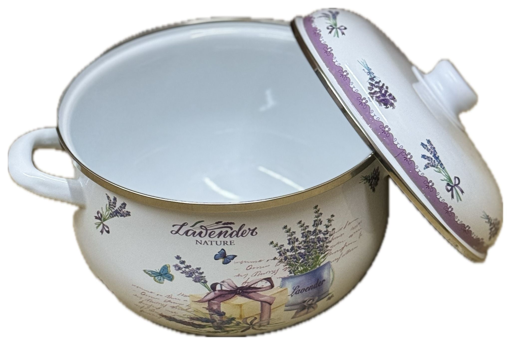Cratita emailata cu capac - Lavender