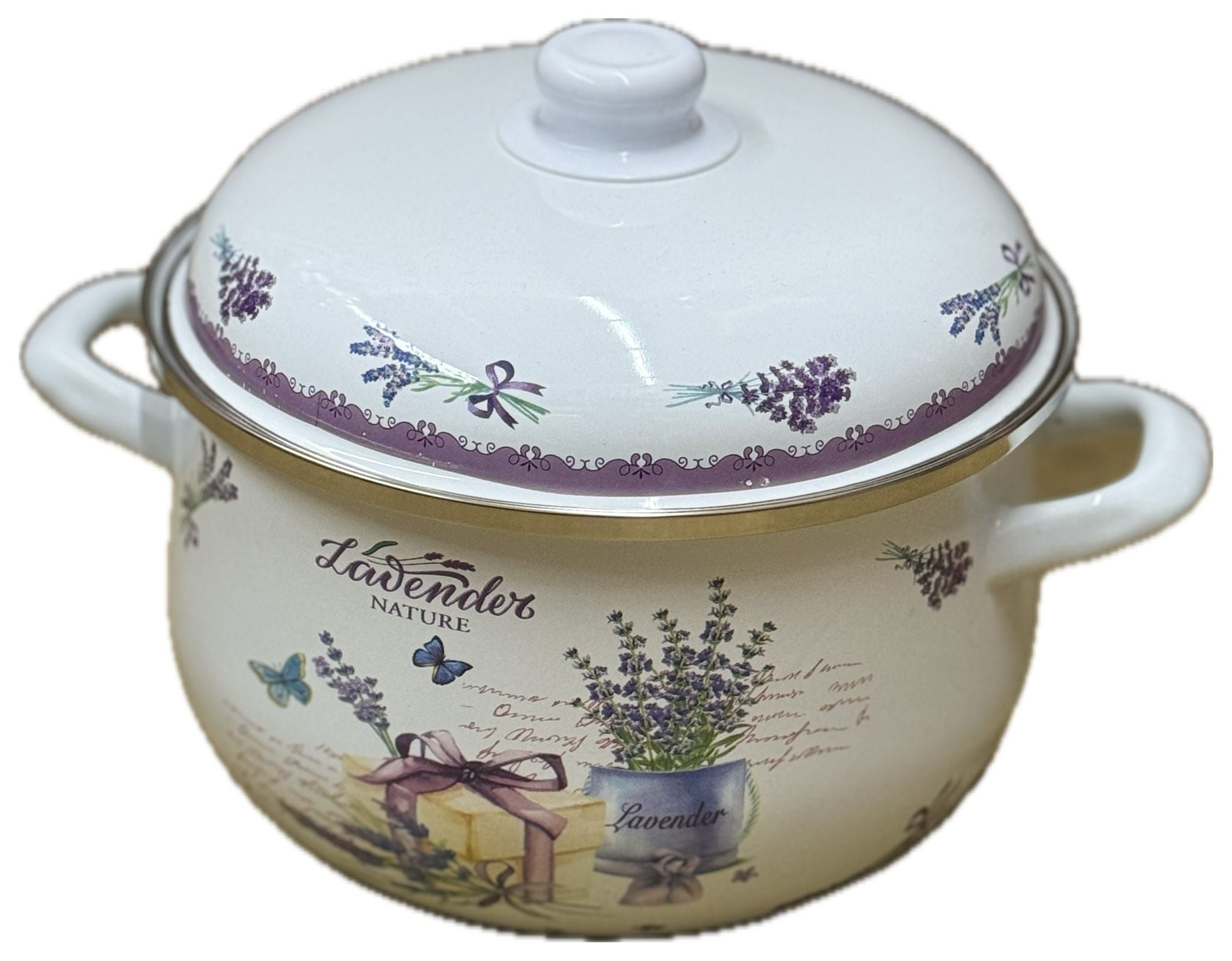 Cratita emailata cu capac - Lavender