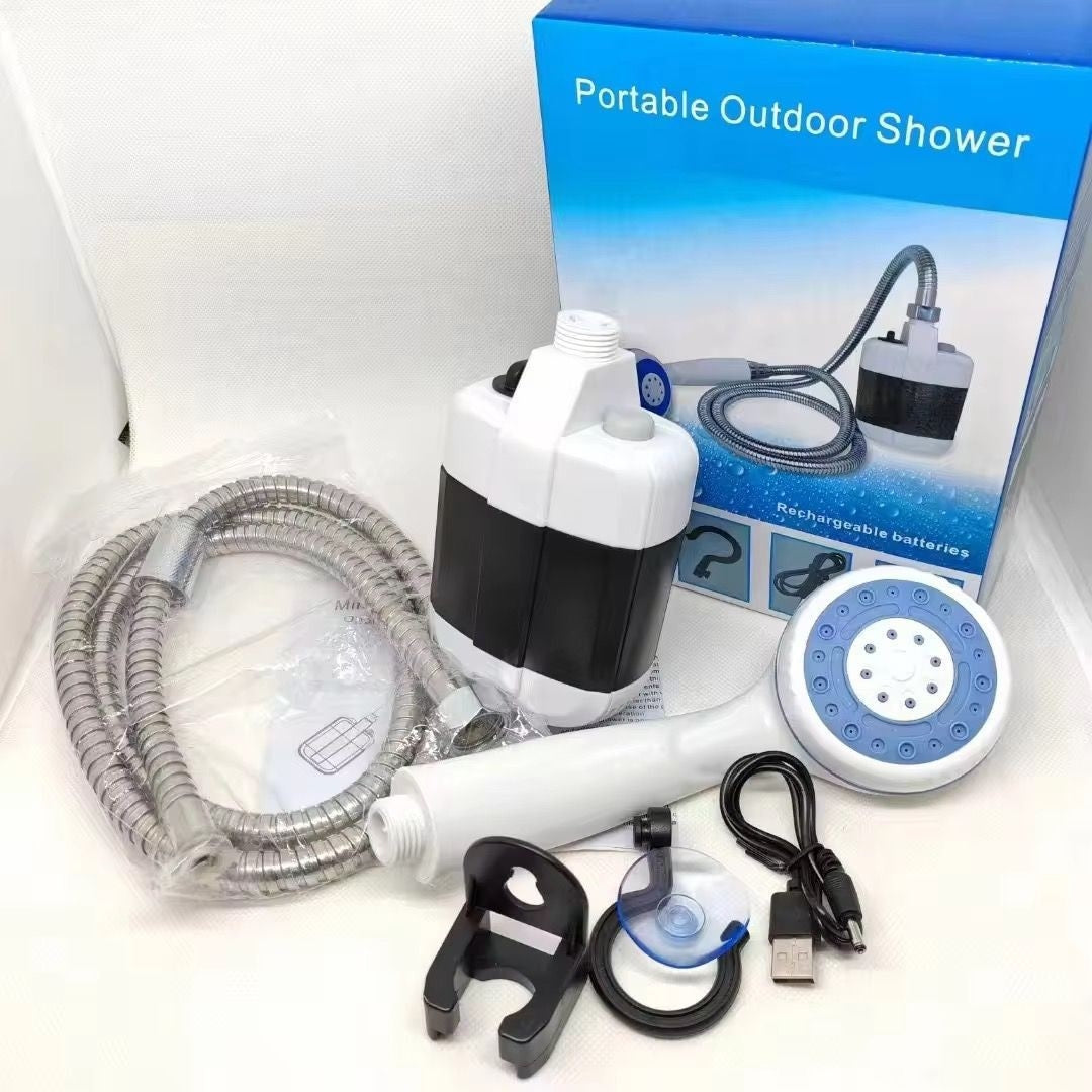 Duș Portabil pentru Camping cu Acumulator 2200 mAh, Pompă Electrică Reîncărcabilă USB