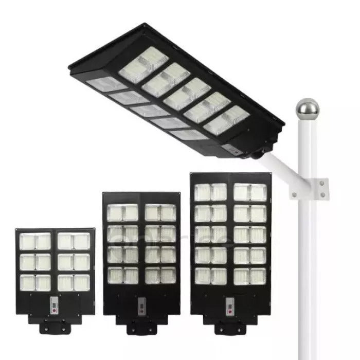 Proiector LED cu Încărcare Solară: Iluminare Gratuită, Eco-friendly - Lampa stradala dubla 300/600W/800W, cu telecomanda si senzor de miscare