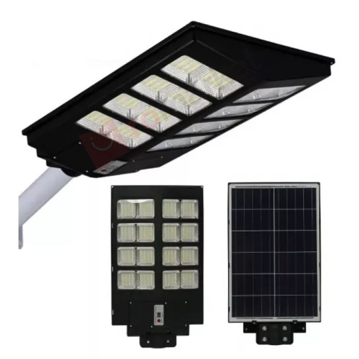 Proiector LED cu Încărcare Solară: Iluminare Gratuită, Eco-friendly - Lampa stradala dubla 300/600W/800W, cu telecomanda si senzor de miscare