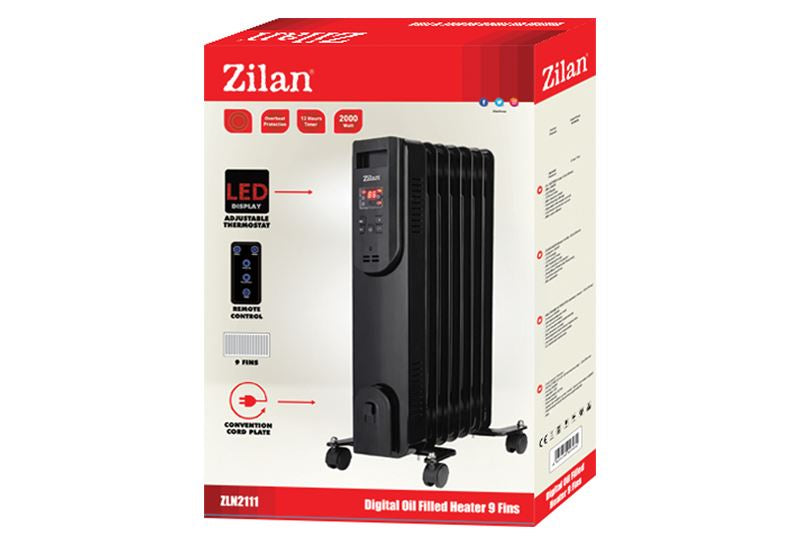 Calorifer electric, 2000W, 9 elementi, 3 trepte de putere,telecomanda, ZLN3031