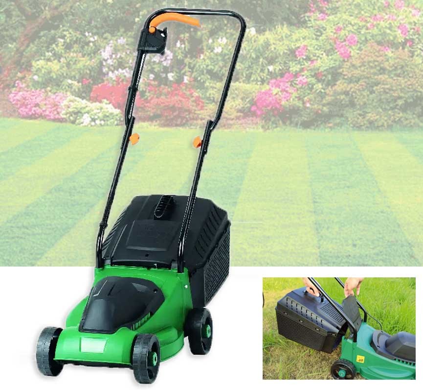 Masina electrica de tuns gazonul, cu maner rabatabil si colector iarba detasabil