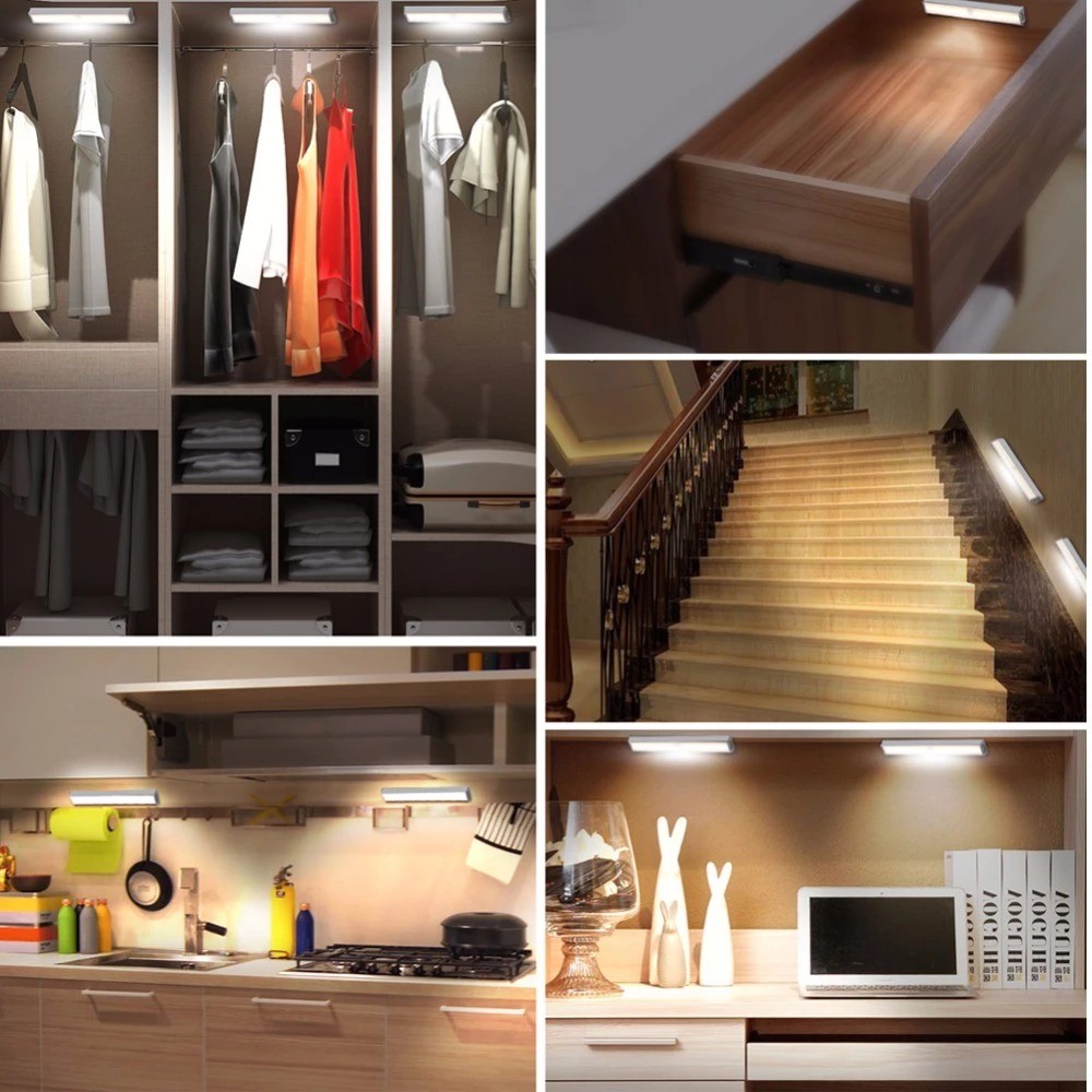 Lampa cu 10 LED-uri, senzor de miscare, pentru iluminarea mobilierului sau garajului