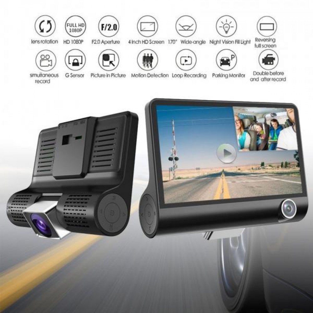 Camera auto tripla: fata, spate, interior-Car DVR