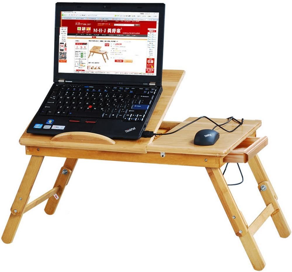 Masuta din bambus pentru laptop cu cooler