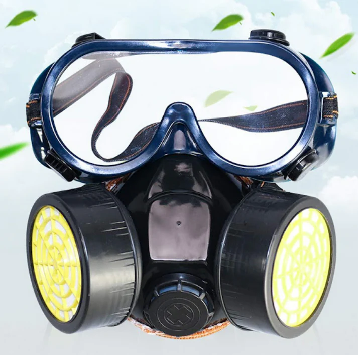 Ochelari de protectie si masca dubla cu 2 filtre de carbon