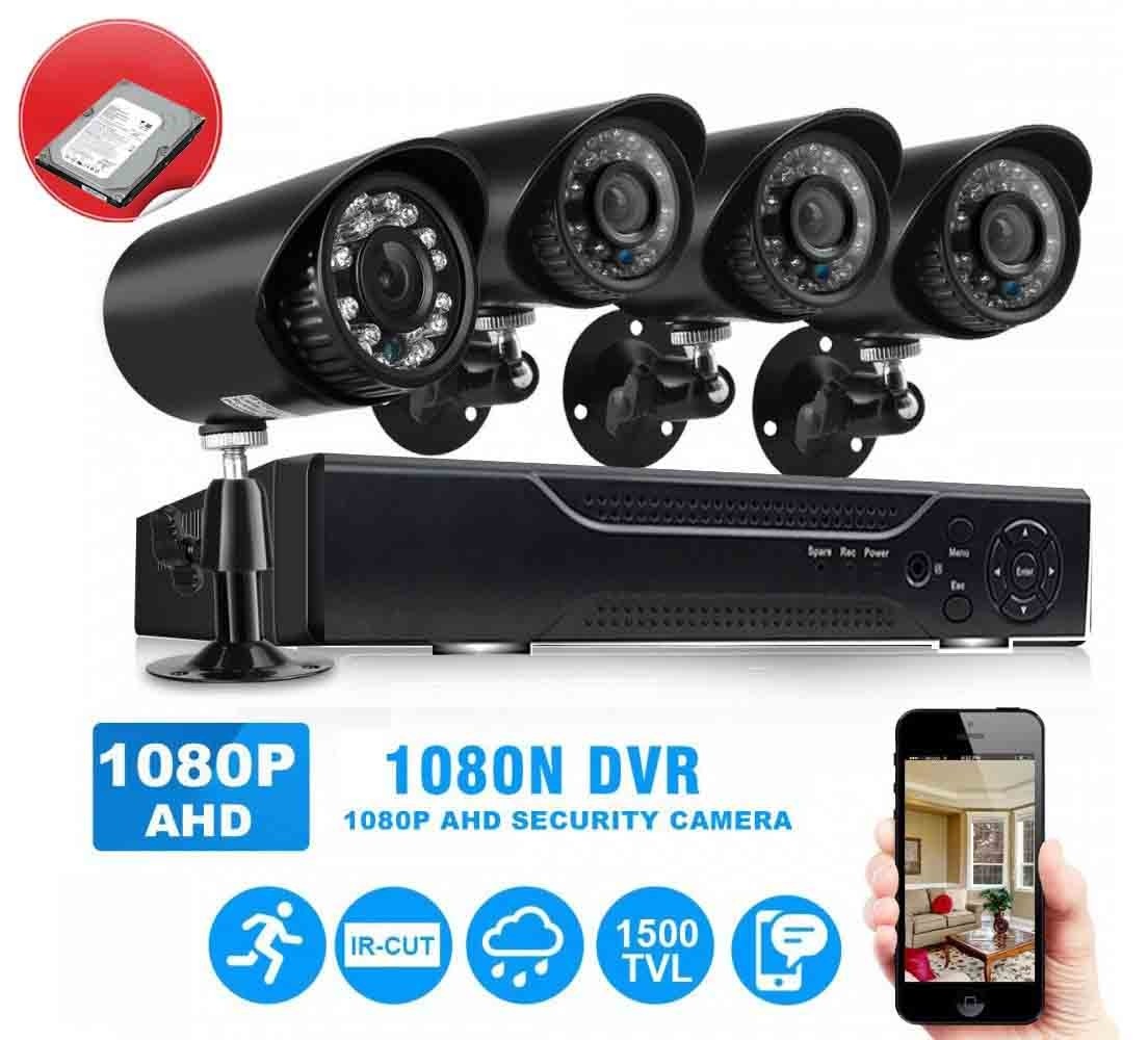 Sistem supraveghere DVR CCTV cu 4 camere interior/exterior Infrarosu, night vision + Hard Disk 500GB/1Tera Optional