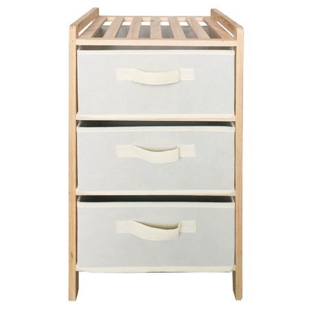 Dulap depozitare din lemn cu 3 sertare din panza pentru baie