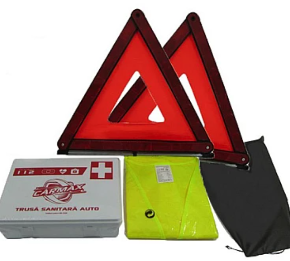 Kit AUTO: 1 X Trusa Medicala 2 x Triunghi Reflectorizant 1 X Vesta