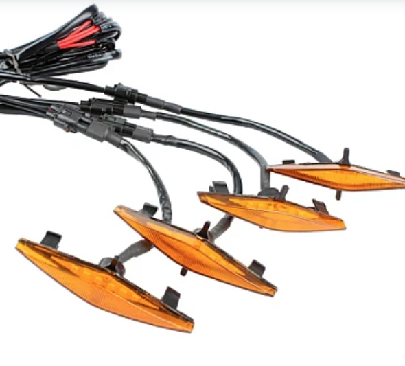 Set 4 lumini de zi si gabarit F3 pentru auto sau autocamioane montaj pe grila 12V/24V