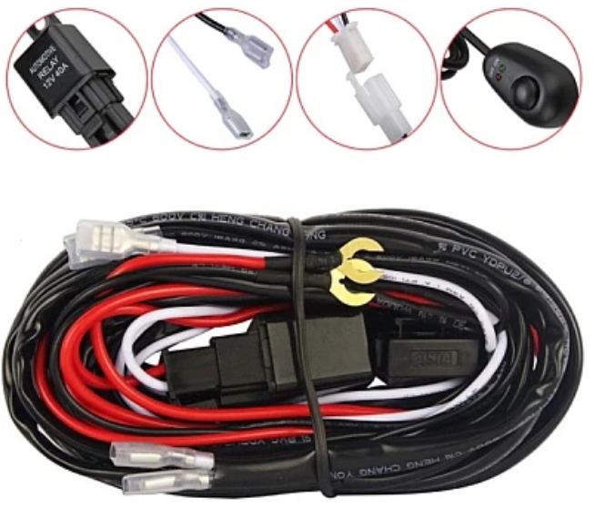 Cablaj cu releu si buton 480W 12V 40A pentru proiectoare LED sau Led Bar lungime 3m