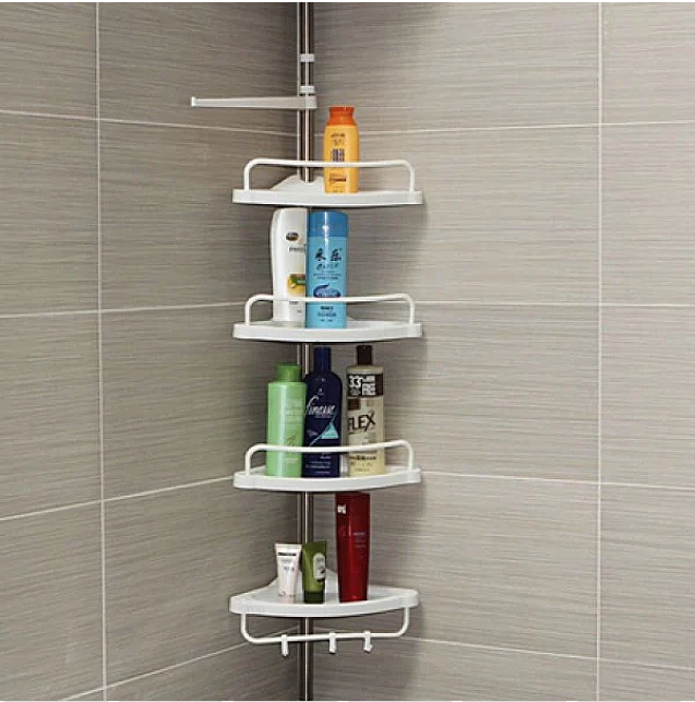 Etajera de colt pentru baie 4 rafturi Alb