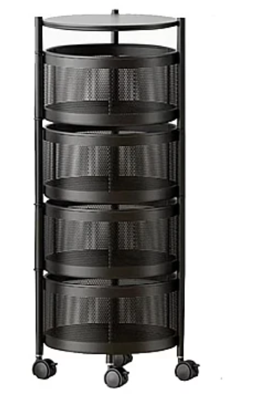 Raft metalic rotund universal cu 4 niveluri negru 34 cm x 75 cm x 30 cm