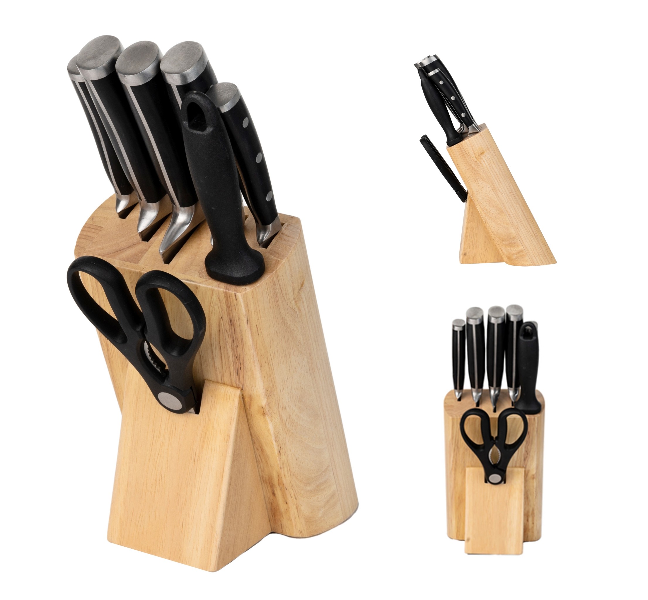 Set cuțite și ustensile cu suport din lemn pentru bucătărie - Instrumente de precizie și funcționalitate în gătit!