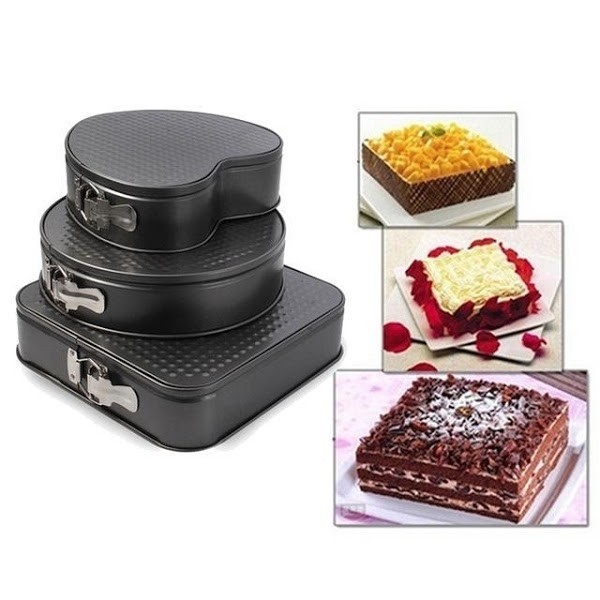 SET 3 FORME PENTRU TORTURI SAU PRAJITURI, FORMA INIMA, ROTUNDA SI PATRATA