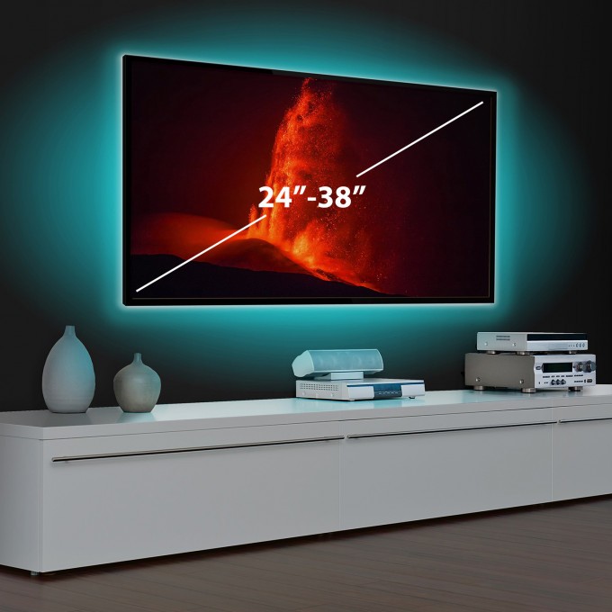 Kit banda led premium, pentru iluminare ambientala, fundal TV, cu telecomanda si bluetooth