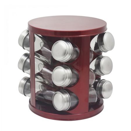 Suport condimente rotativ cu 12 recipiente 3 nivele