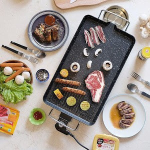 Grill electric de masa, non stick, 24 x 49 cm, 1300 W