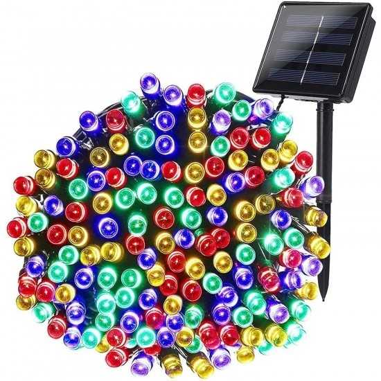 Instalație Solară Decorativă pentru Exterior – 30 m, 300 LED-uri Multicolore, Încărcare Solară