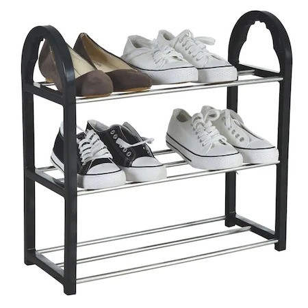 Raft pentru incaltaminte cu 3 sertare , metalic .