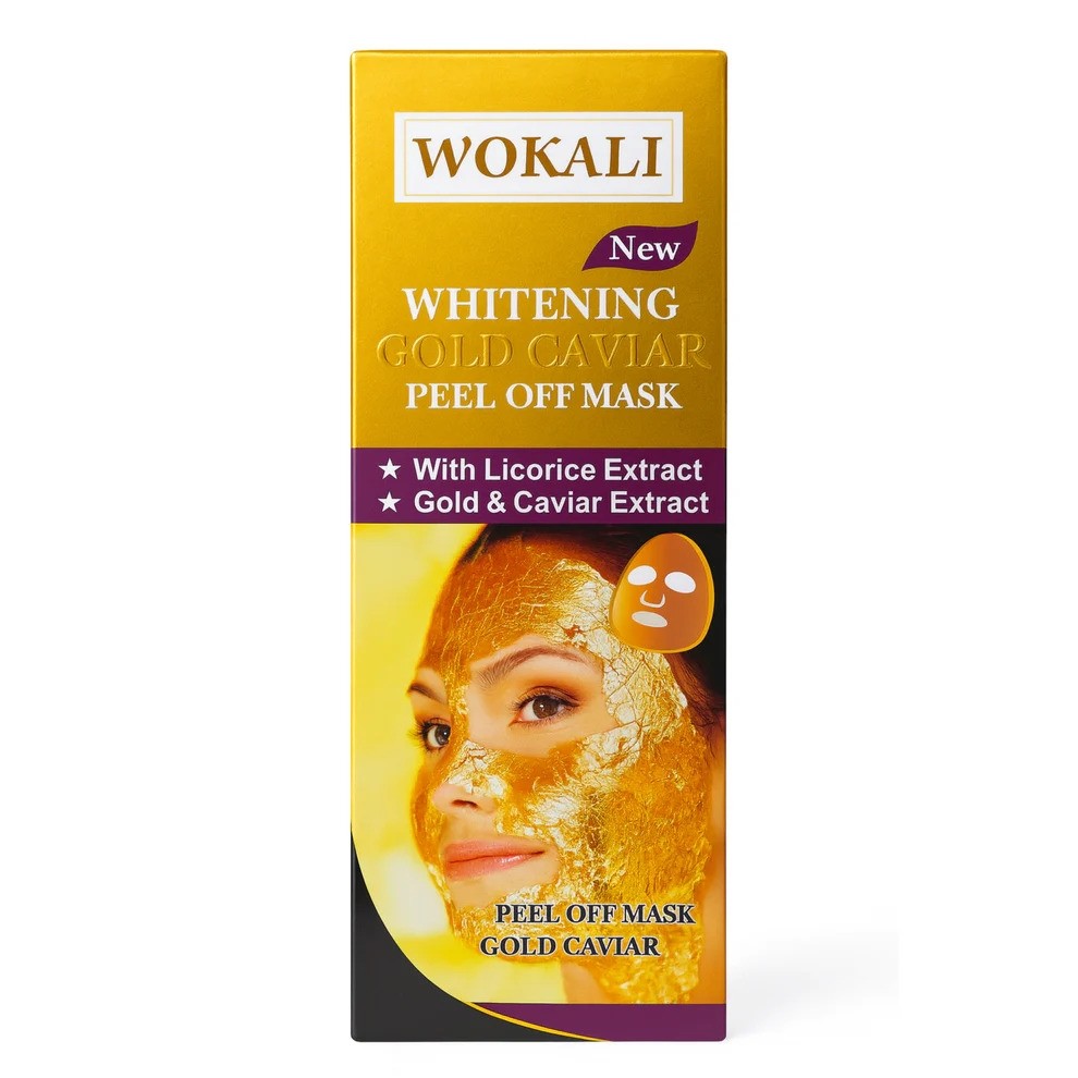 Mască Peel-Off Wokali Whitening Gold Caviar WKL403 – efect iluminator și curățare profundă a tenului