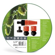 Stoc Limitat! Furtun de gradina cu insertie textila, diametru 1/2 20m, cu conectori si duza reglabila