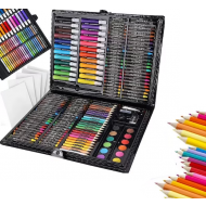 Set 164 piese creative pentru desenat si colorat, creioane colorate, carioca, acuarele - cadou excelent pentru copii