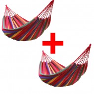 OFERTA HAMAC MULTICOLOR DIN BUMBAC CU HUSA DE TRANSPORT, 1+1 CADOU