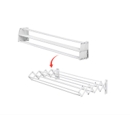 Uscator De Rufe Extensibil, Metal, Montare In Perete, Alb, 5 Bare, 80 cm x 3.5 m