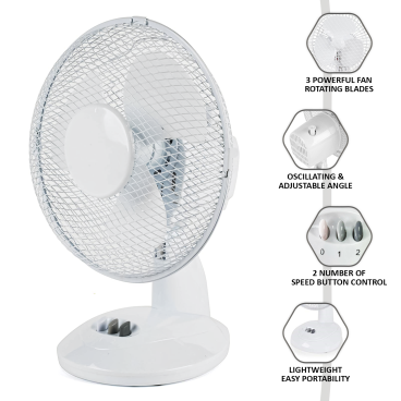 Ventilator ergonomic pentru casă sau birou cu rotire oscilanta: Răcoare și confort silențios, cu 2 viteze - Lichidare stoc