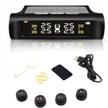 Set 4 senzori de presiune si temperatura anvelope cu afisaj LCD si incarcare Solara