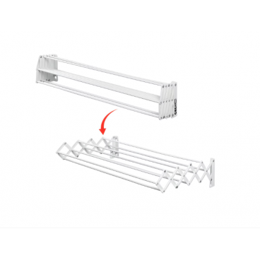 Uscator De Rufe Extensibil, Metal, Montare In Perete, Alb, 5 Bare, 80 cm x 3.5 m